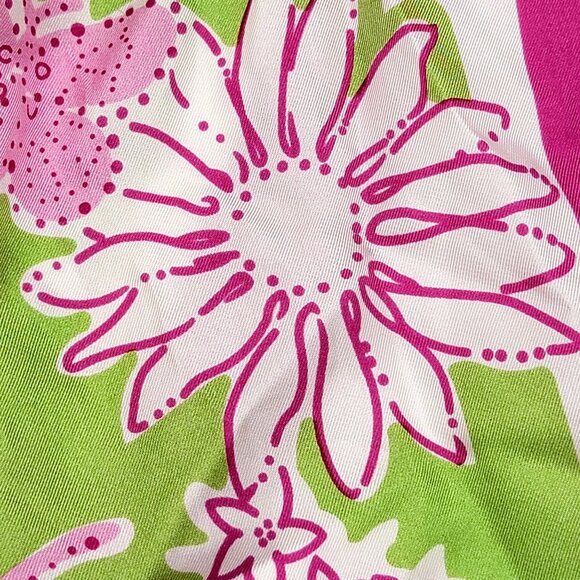 Lilly Pulitzer Pink & Green Floral Silk Scarf - Picture 8 of 11